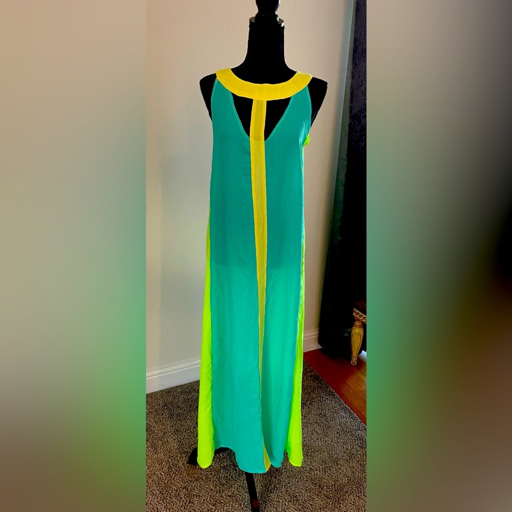 Turquoise and Neon Goddess Maxi